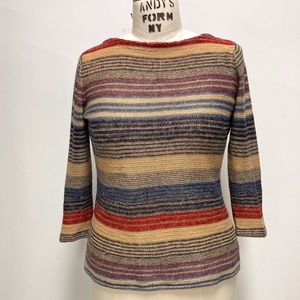 Ralph Lauren 3/4 sleeve linen/cotton striped sweater